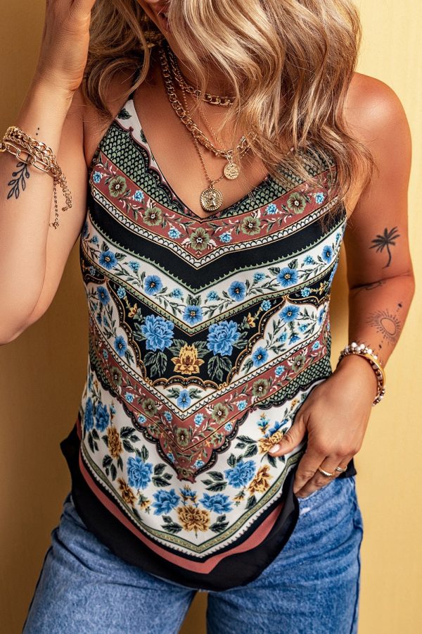 Mixed Floral Chevron Pattern Cami Hot on Sale
