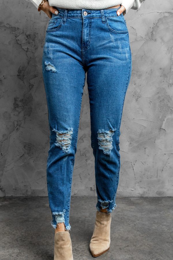 Stylish Distressed Cropped Jeans Fashion