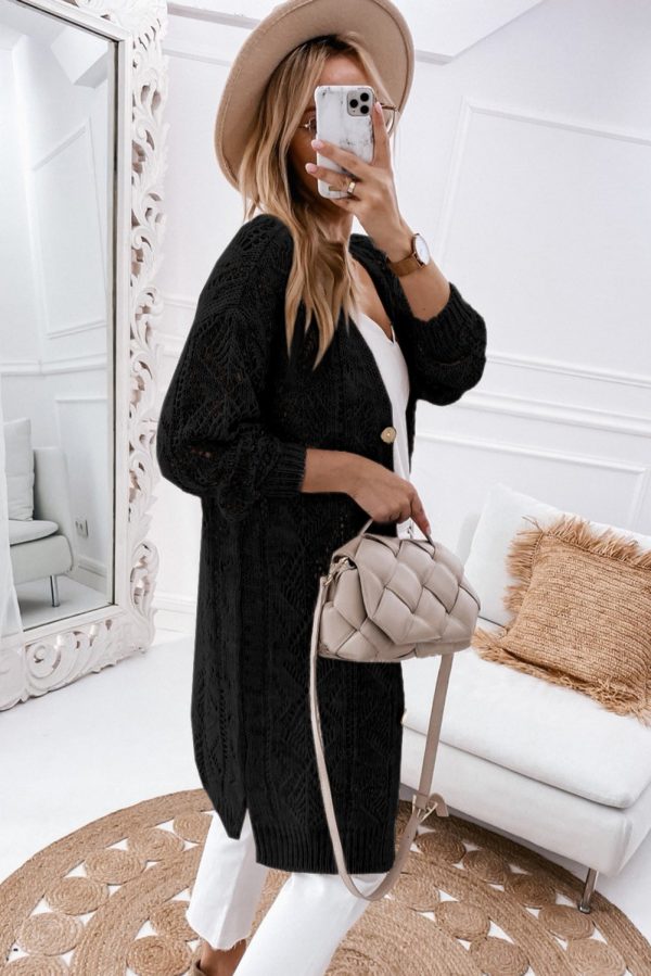 V-Neck Long Sleeve Cardigan Online Sale - Image 2