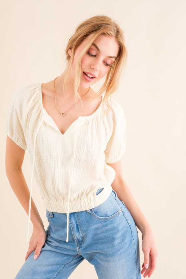 And The Why Back Waist Tie Cropped Blouse Discount - Image 4