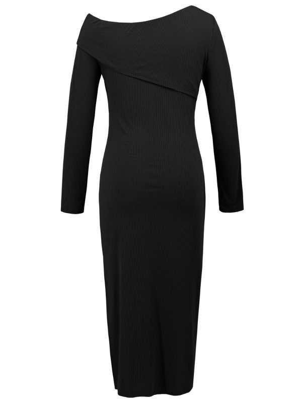 Slit One Shoulder Long Sleeve Dress For Discount - Image 3