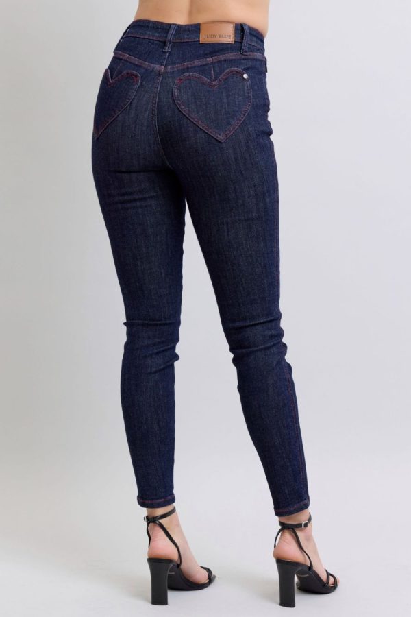 Judy Blue Full Size Heart Shaped Back Pockets Skinny Jeans Online Sale - Image 2