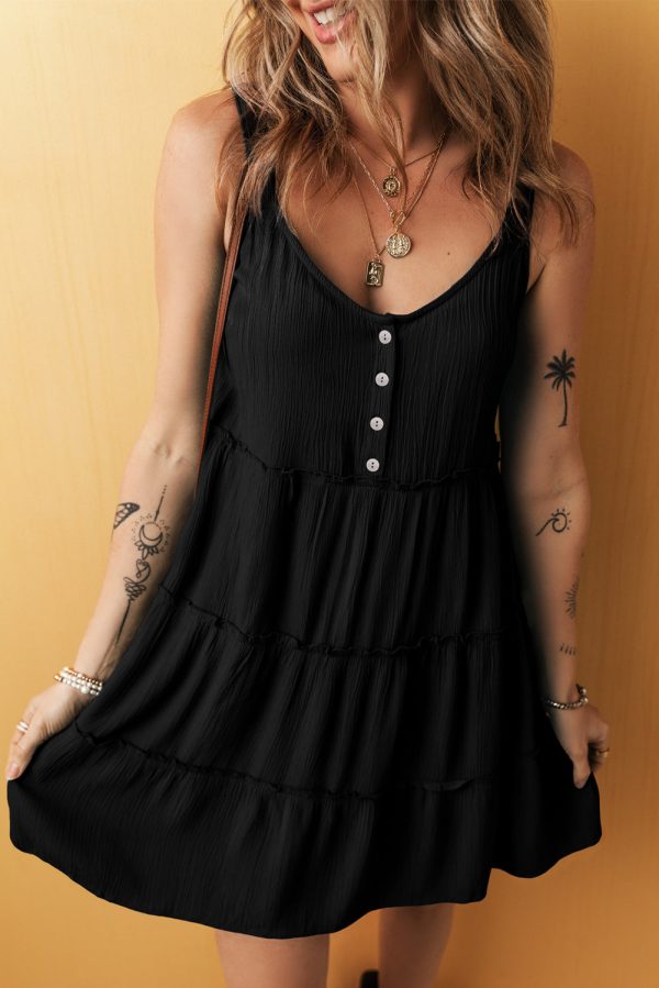 Round Neck Wide Strap Mini Dress Cheap