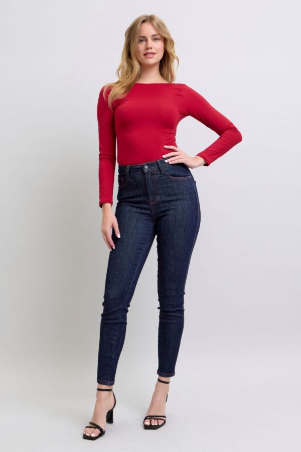 Judy Blue Full Size Heart Shaped Back Pockets Skinny Jeans Online Sale - Image 5