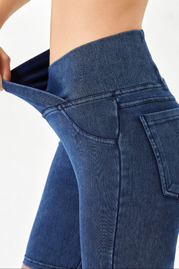 Basic Bae Asymmetrical Waist Denim Shorts with Pockets For Sale - Image 2