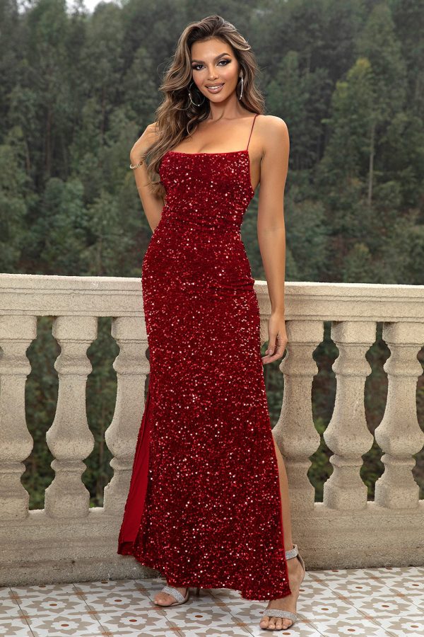 Sequin Backless Split Maxi Dress Online now - Image 3