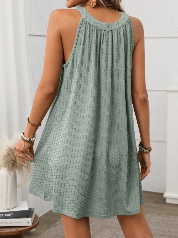 Textured Grecian Neck Mini Dress Online Hot Sale - Image 5