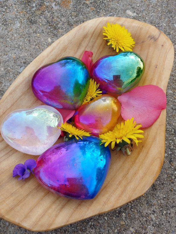 2 Color Aura Clear Quartz Heart For Cheap - Image 3