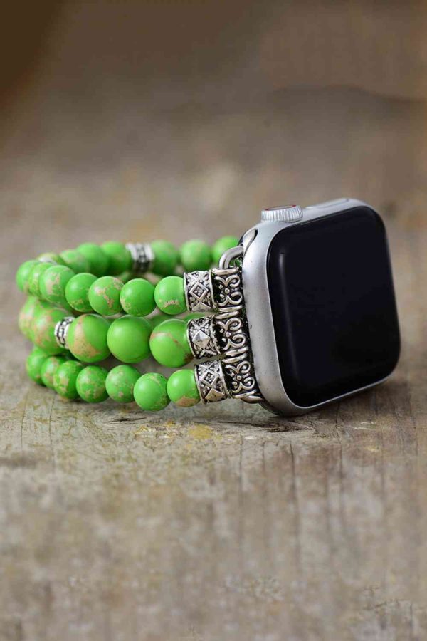 Synthetic Imperial Jasper Beaded Watchband Bracelet Cheap - Image 4
