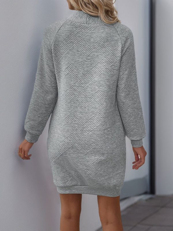 Perfee Texture Mock Neck Long Sleeve Mini Dress Online Hot Sale - Image 2