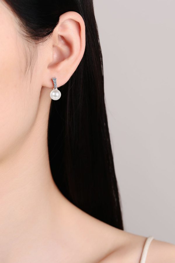 Moissanite Pearl Drop Earrings For Cheap - Image 2