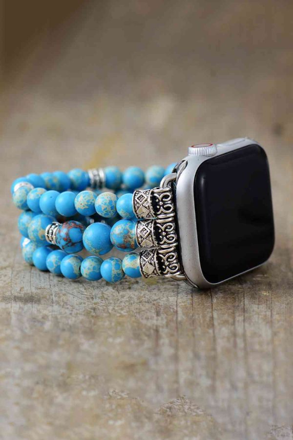Synthetic Imperial Jasper Beaded Watchband Bracelet Cheap - Image 5