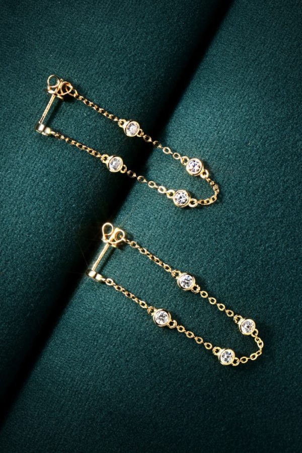 1 Carat Moissanite 925 Sterling Silver Chain Earrings For Cheap - Image 4