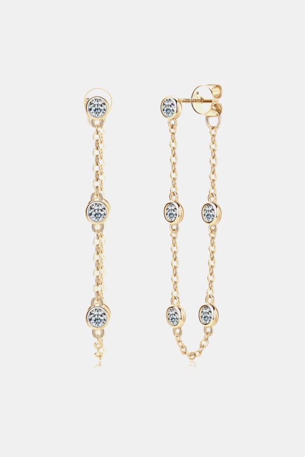1 Carat Moissanite 925 Sterling Silver Chain Earrings For Cheap