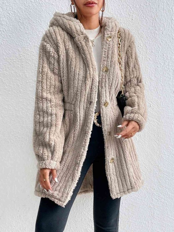 Button Down Hooded Coat Online - Image 4