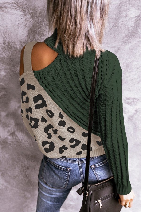 Leopard  Block Turtleneck Sweater For Sale - Image 2